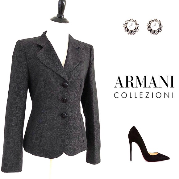 Armani Collezioni Jackets & Blazers - Armani Collezioni Italy Jacquard Embroidered Coat